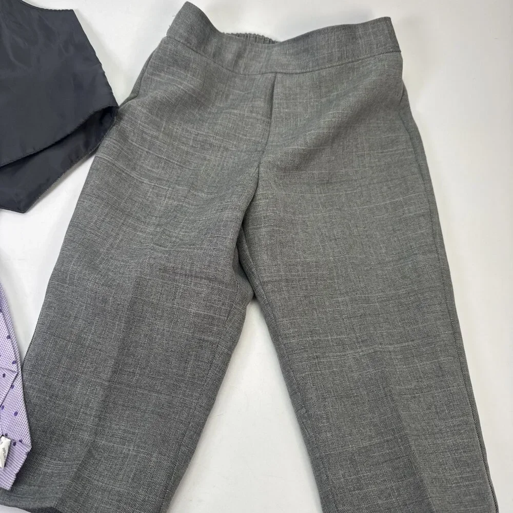 Van Heusen Baby Boy Shirt Vest Pants Tie Outfit 12 Month Gray Purple